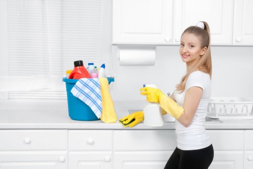 Close-up of a carpet cleaning machine being used on a floor